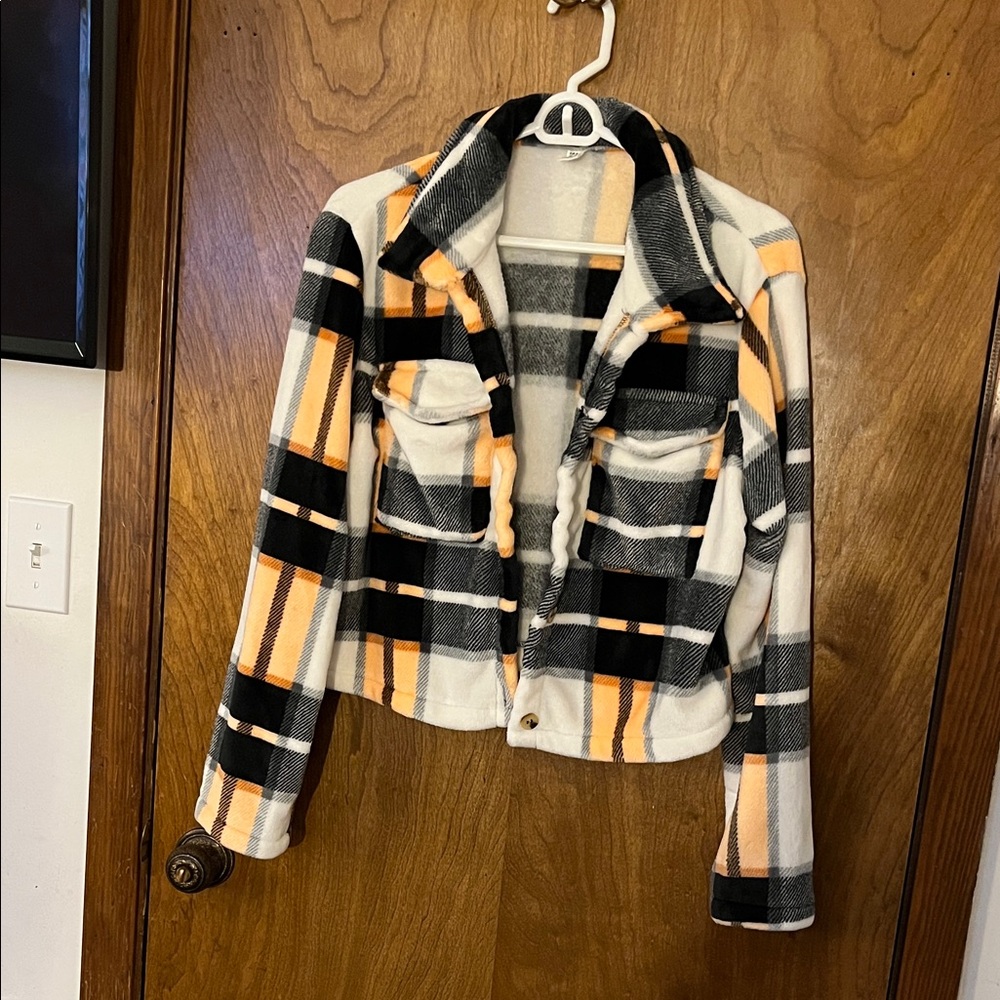 Plaid Women's Jacket - Black, Orange, White